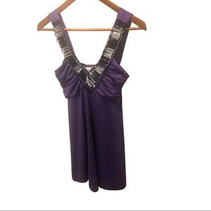 MARMALADE Junior’s Jewel Embellished V-Neck Top Sleeveless Purple Size Medium